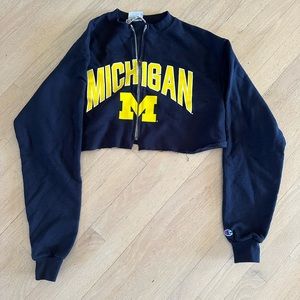 Cropped University of Michigan sweatshirt with zipper